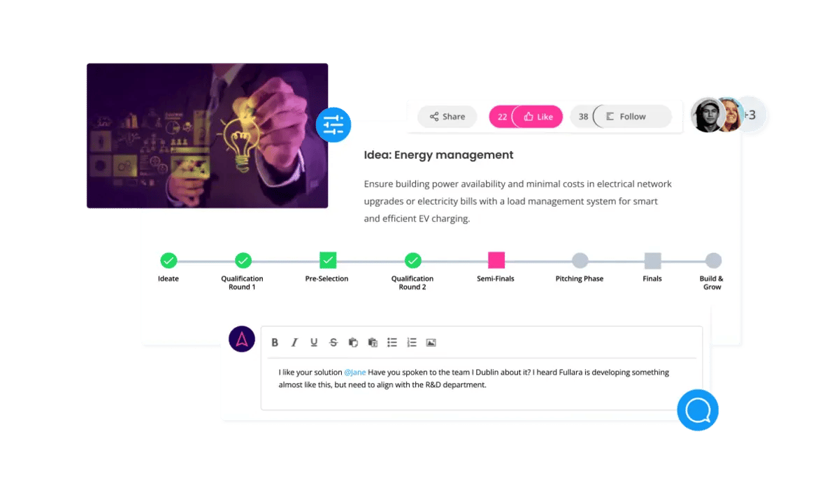 Idea management system for companies